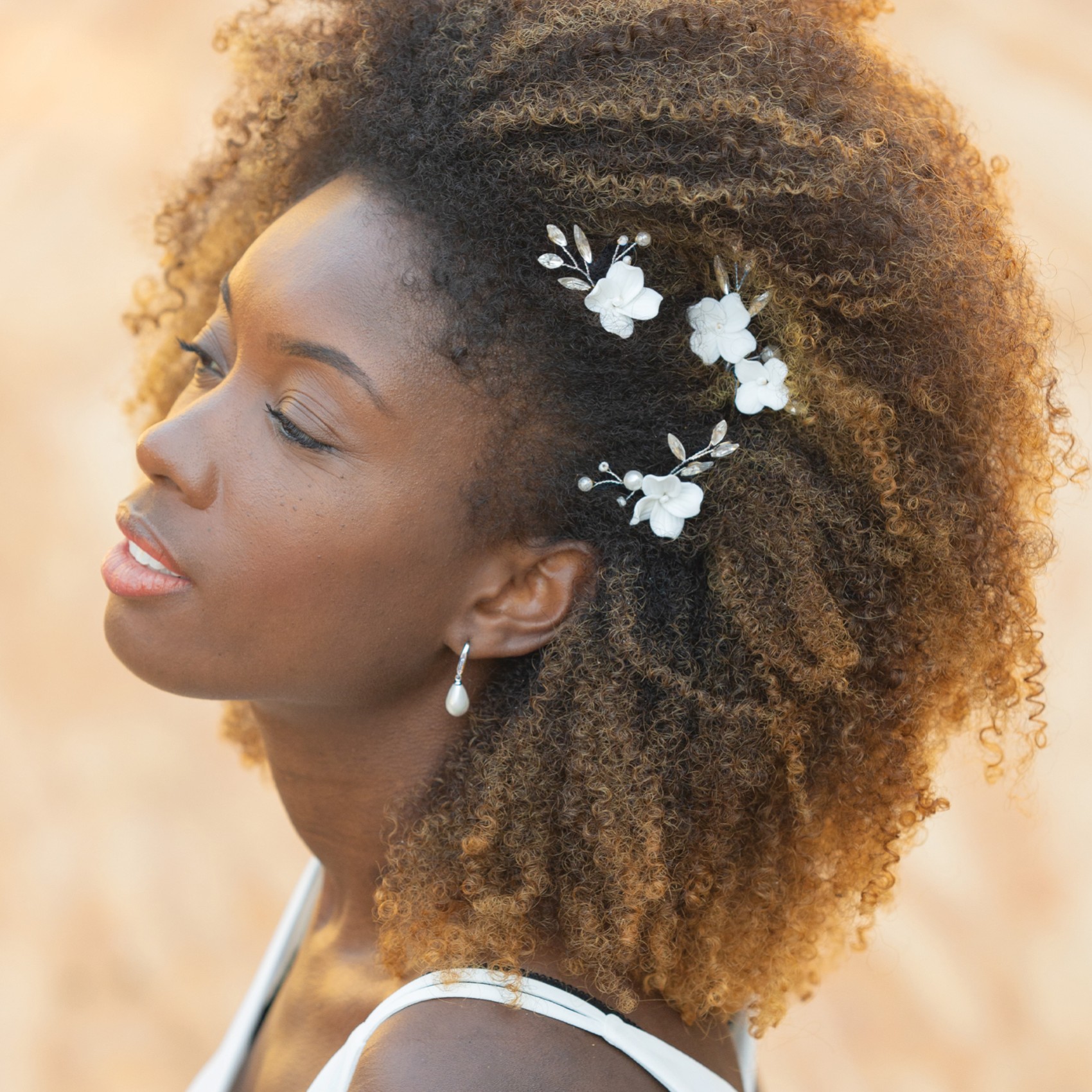 Ivory and co crystal and pearl flower hair pin boho bridal accessories
