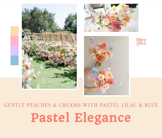 pastel elegance colour palette for wedding flowers by Olive Owl