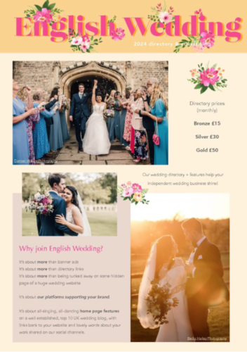 English Wedding media and advertising information